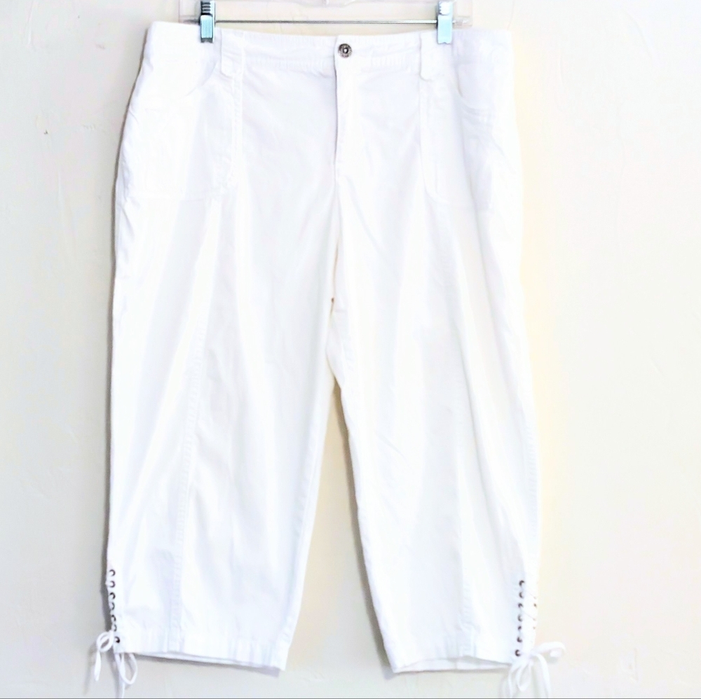 Style & Co White Lace-Up Capri Pants – Women's Size 14